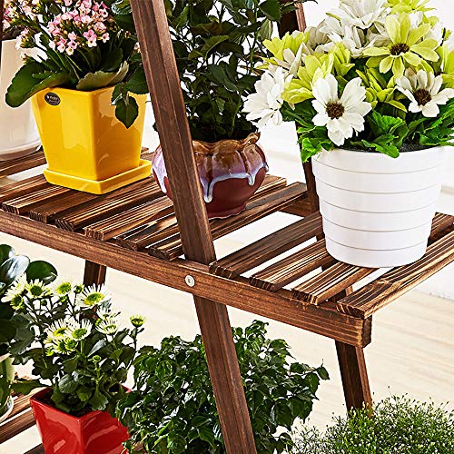Augosta 3 Tier Wood Plant Stand, Large Multi Tiered Plant Shelf for Multiple Plants, Indoor Flower Pots Stand, Outdoor Plant Shelves Rack Holder - Thumbnail 4