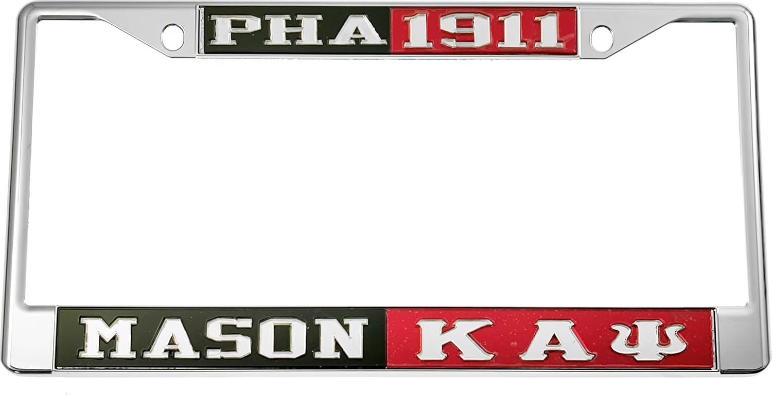 Mason - PHA + Kappa Alpha/Α Psi Split License Plate Frame [Silver Standard Frame - Black/Silver/Red/ - Car/Truck] - ID#61413