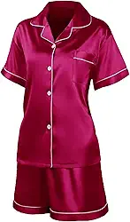 Pijama feminino de duas peças com botões e shorts combinando para o verão macio