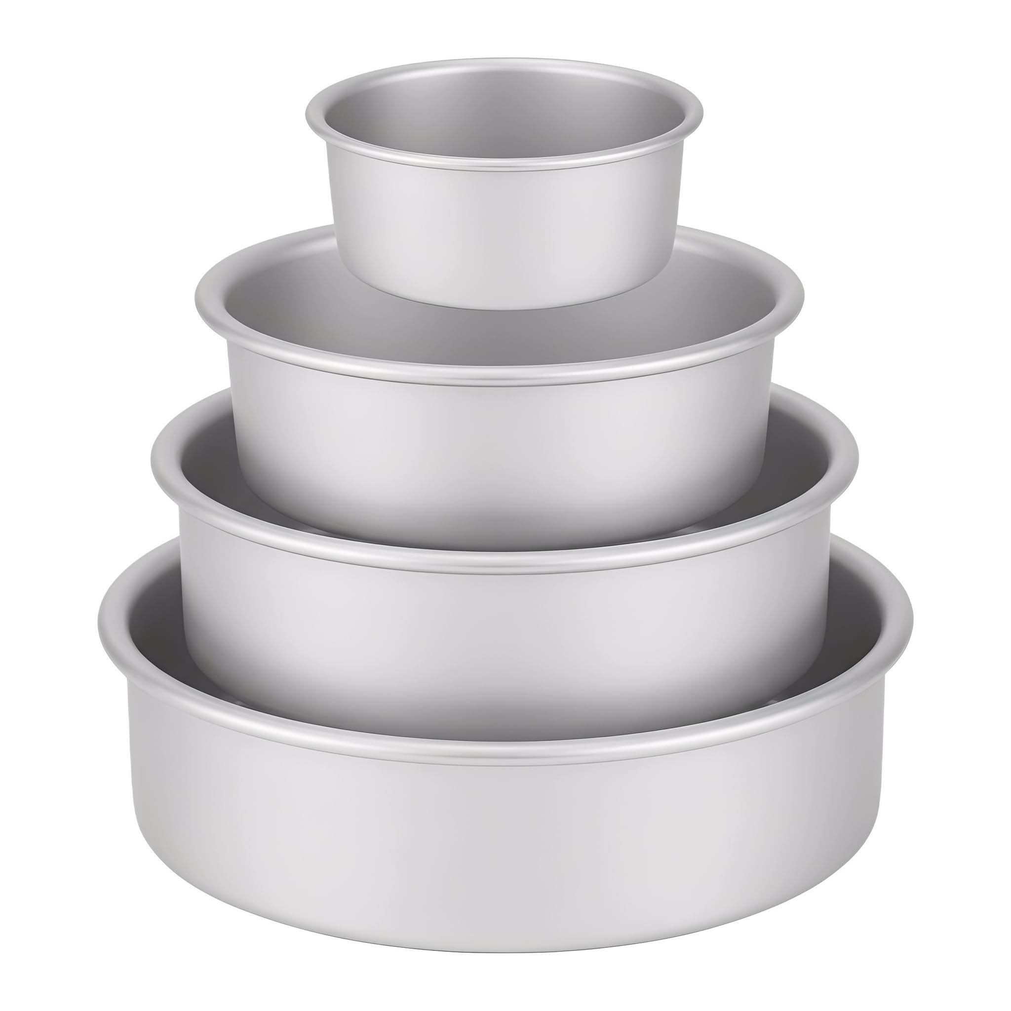 Juego de 4 moldes redondos para tartas (diámetro 10/15/20/26 cm), molde de aluminio anodizado de alta calidad con base extraíble, antiadherente, juego de moldes ideales (juego de 4 piezas: Ø 10/15/20