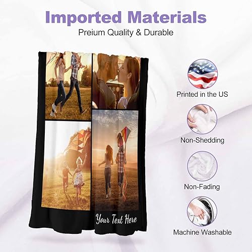 Miniatura 6 de Manta de fotos personalizada, 4 fotos, mantas personalizadas para mamá, abuela, esposa, mujeres de hija, hijo, marido, 8 tamaños