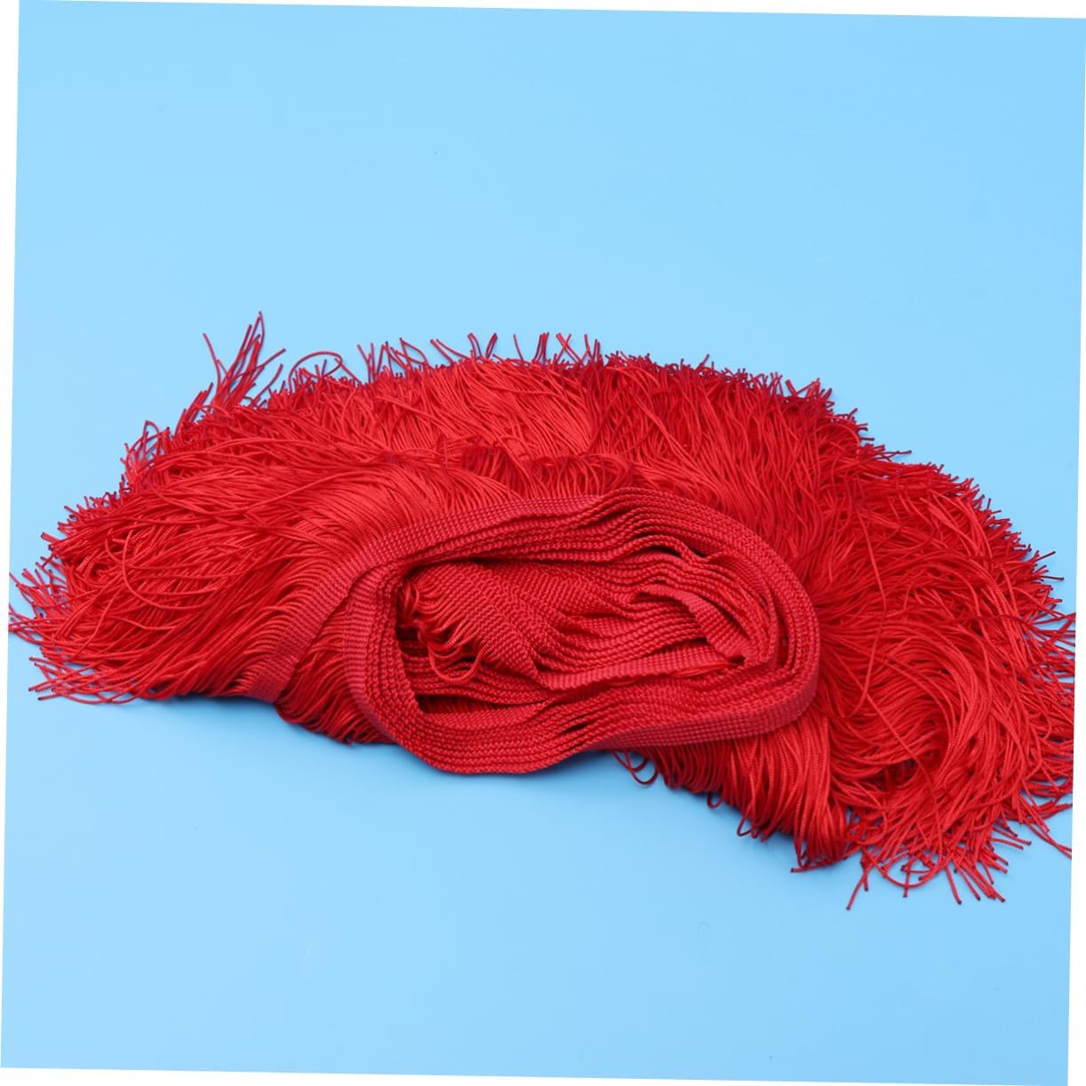 Red Polyester Yarn Fringe Trim for Latin Dress, 10m 15cm Wide