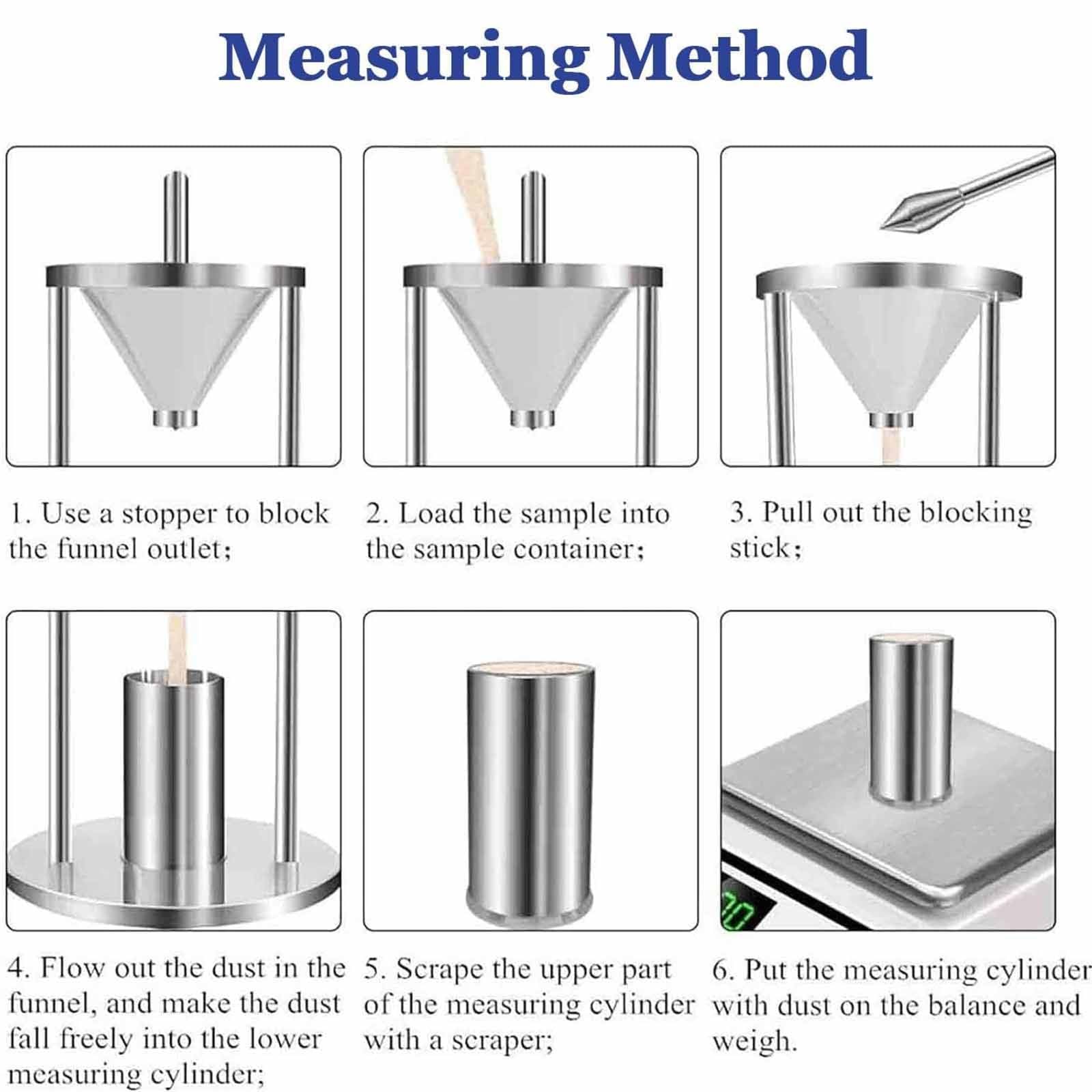 This Natural Density Meter, Bulk Density Tester with 100ml Measuring Cup and 12.7mm Funnel Aperture for Multiple Industries