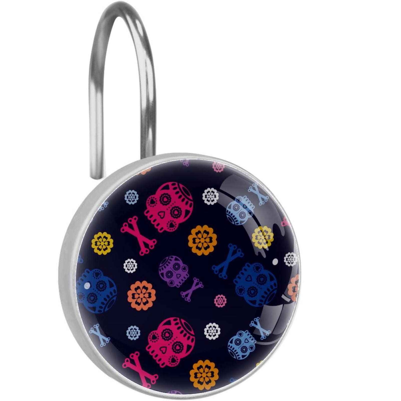 Crochets rideau de douche Jour des Morts multicolores