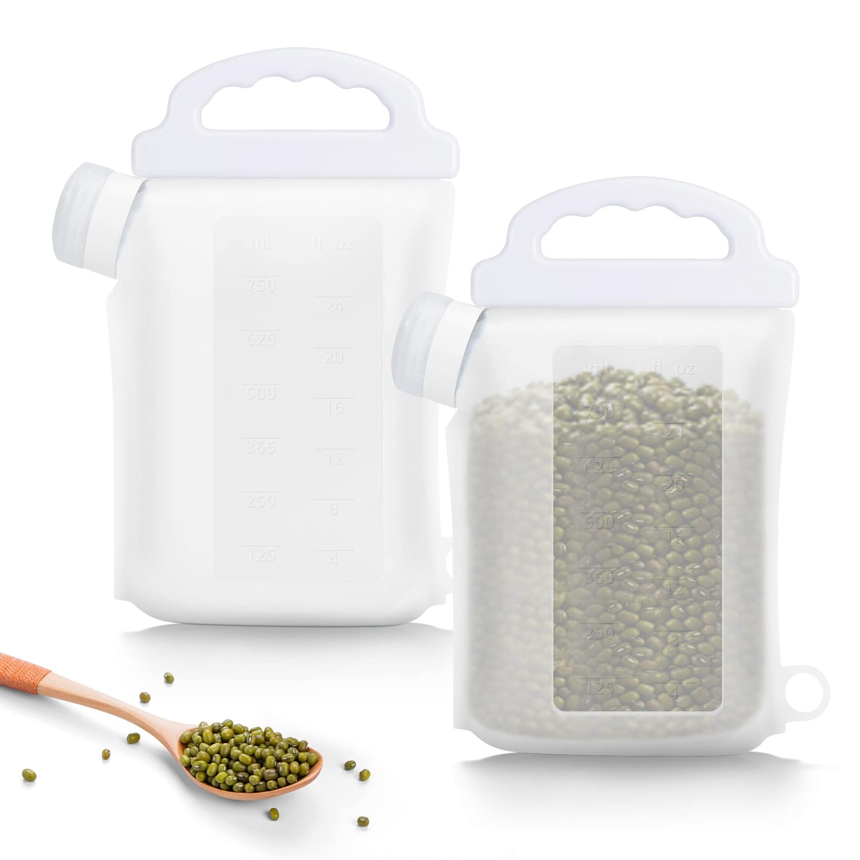 NALACAL New Pet Food Storage Container,2 Pack Small Cat Dog Food Sealed Dispenser Box With Measuring Mark,Silicon Home Airtight Dry Food Bucket,Portable Water Container Storage for Dogs Cats Birds