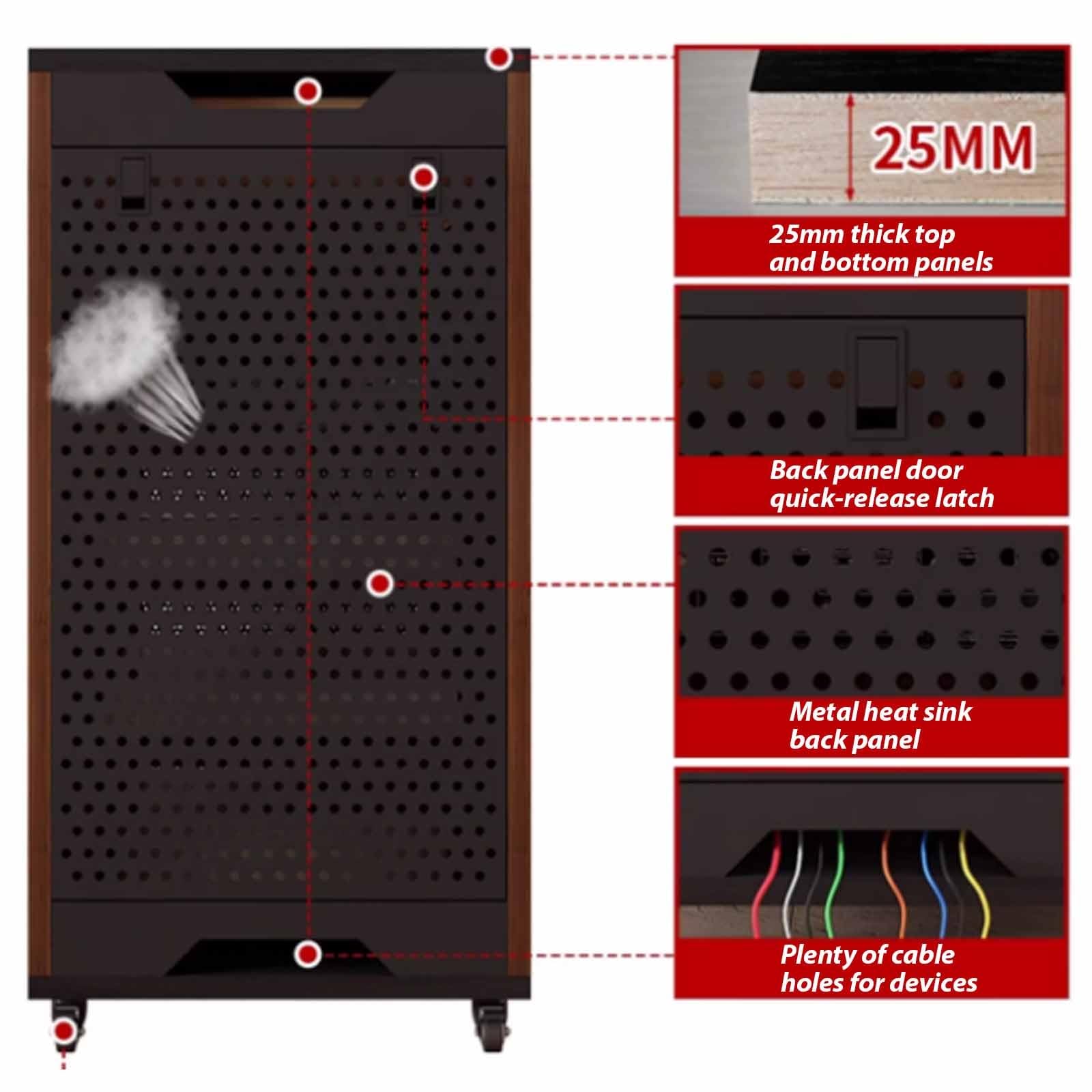 Armadietto per giradischi angolare in noce, supporto AV e supporto multimediale, moderno armadio stereo per dischi in vinile, altoparlanti e accessori (medie dimensioni)