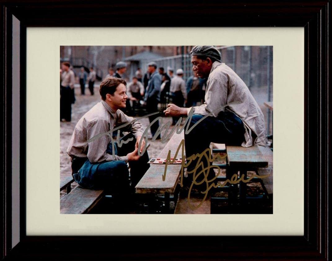 Tim Robbins & Morgan Freeman Autograph Promo Print - - Framed 8x10