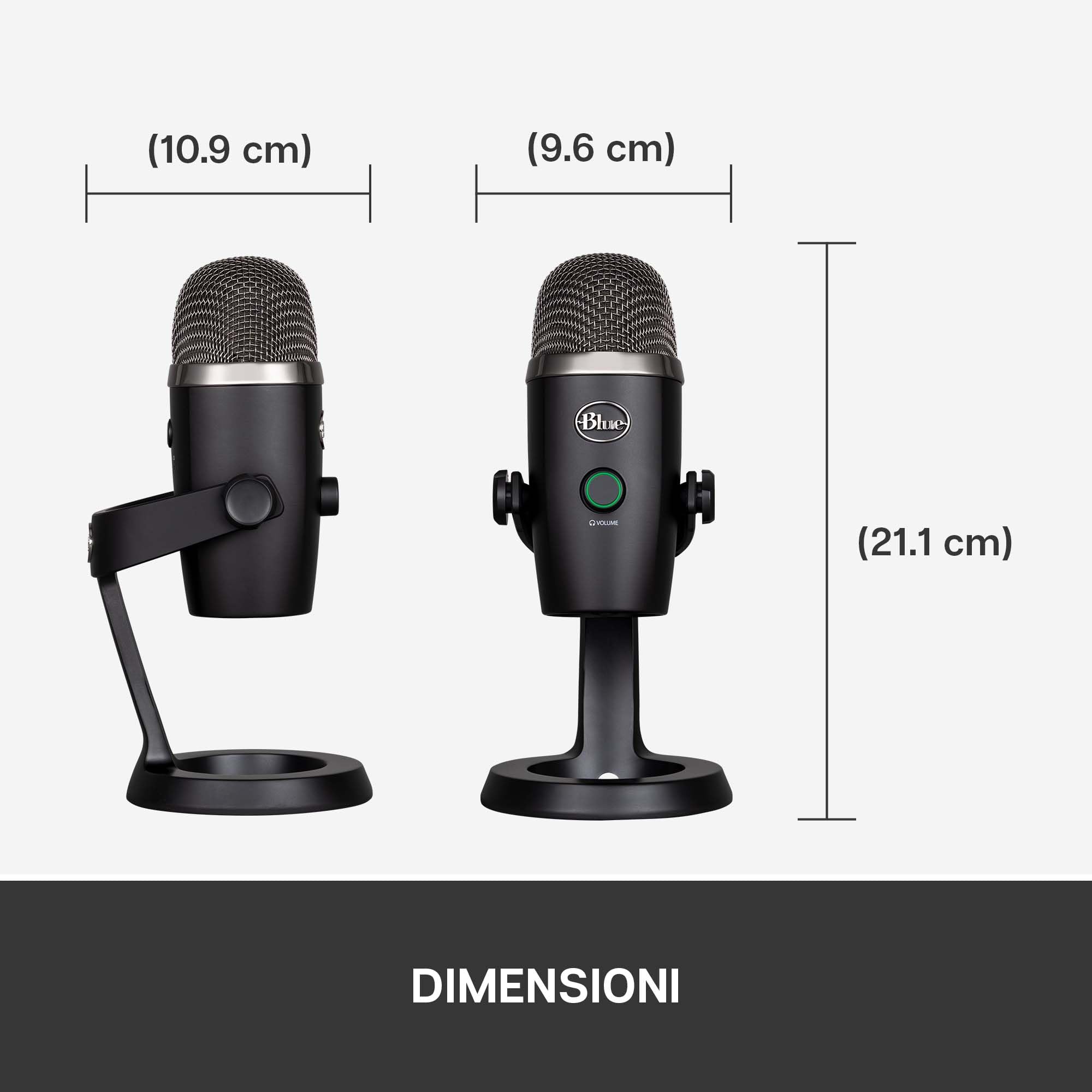 Blue Yeti Nano Microfono USB Premium per Registrazione, Streaming | Gaming, Podcast su PC e Mac, Mic a Condensatore, Effetti Blue VO!CE, Cardioide e Omni, Monitoraggio Senza Latenza - Nero