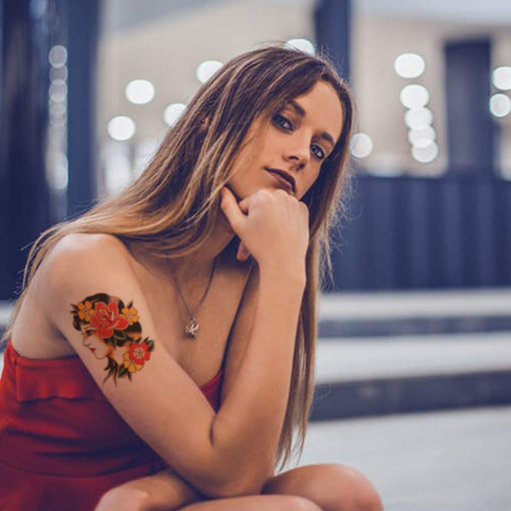 CARGEN Classic Temporary Tattoo Old School Stickers Different Sizes Vintage Sticker Flower Arm Rose Tattoos Swallows Tattoos Butterflies Tattoos Swords Tattoos