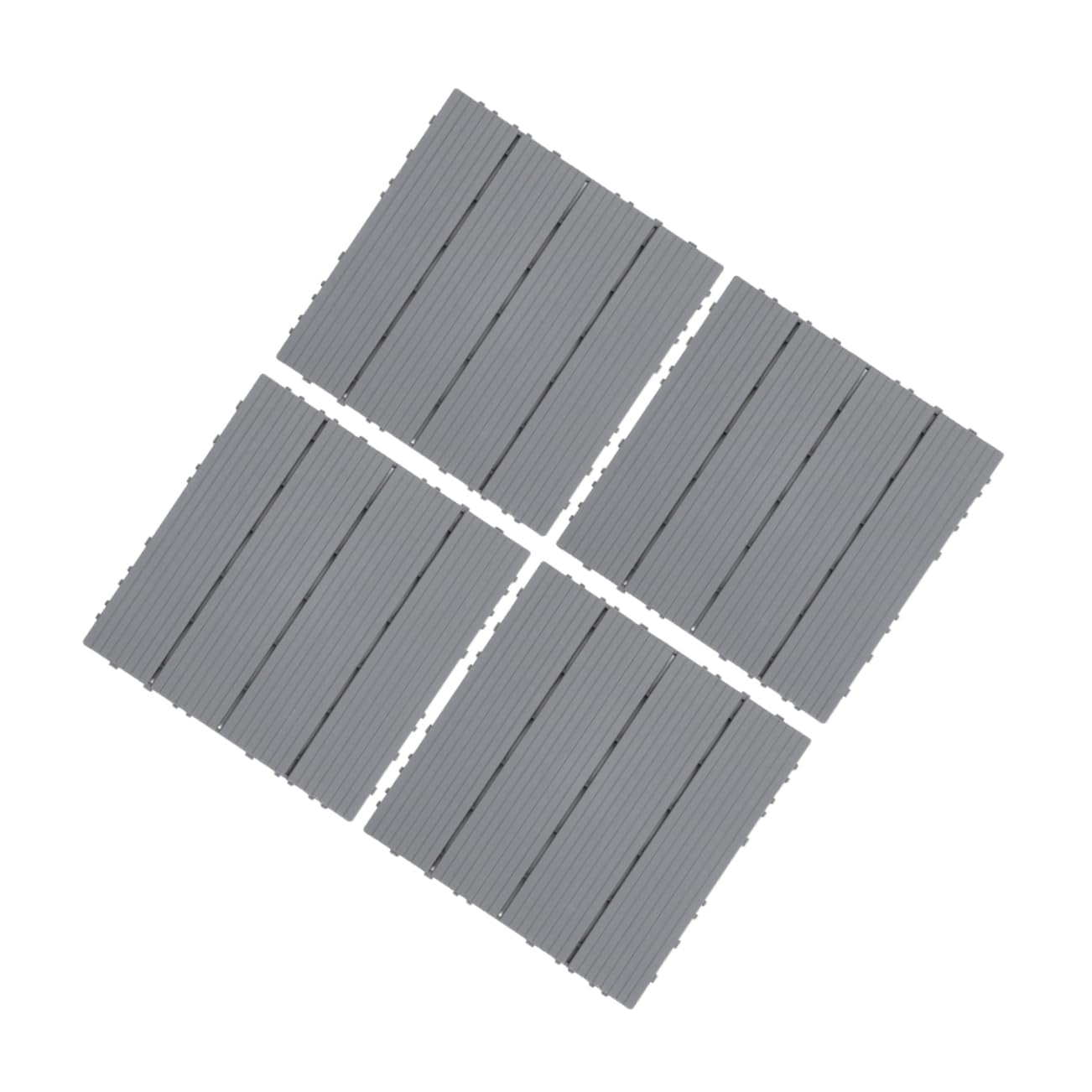 NUOBESTY 4pcs Imitation Wood Plastic Floor Tiles Interlocking Decking for Patio Balcony Garden Weather Resistant Easy Install