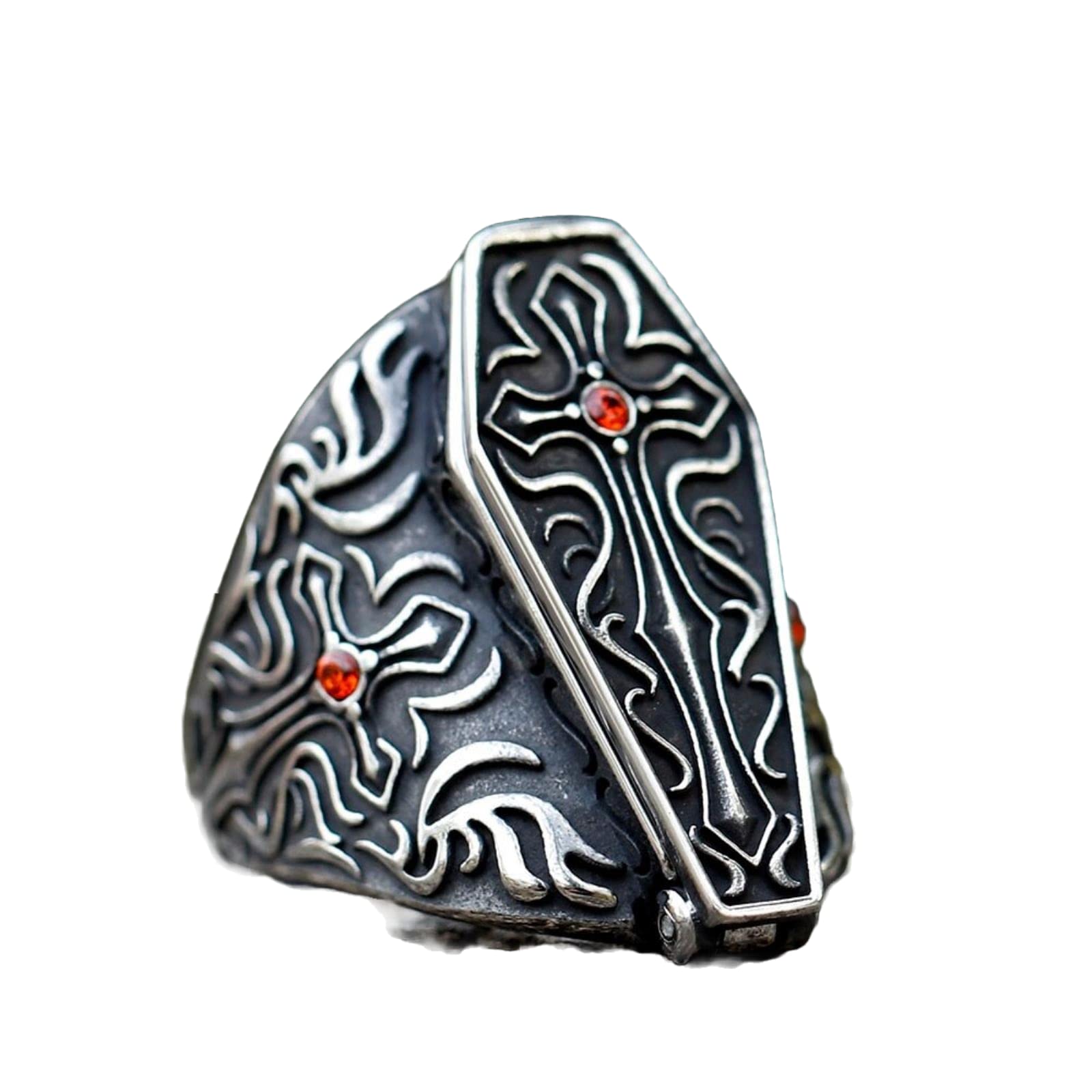 Laychen Men's See Image New Ring Creative Design Vampire Coffin Ring Punk Biker Cool Ring For Chic Fancy Halloween Jewelry