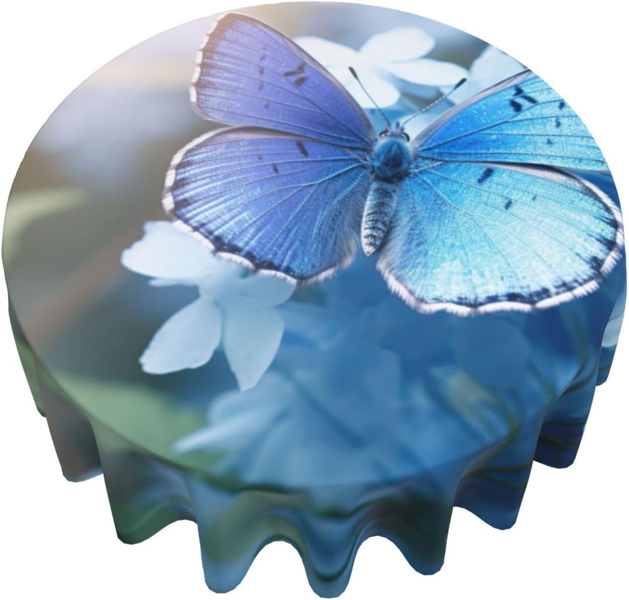 Beautiful Blue butterfly2 Print Wrinkle Free Dining Table Cover for Birthday Party Farmhouse Tablecloths Up to 60 x 60 Inches
