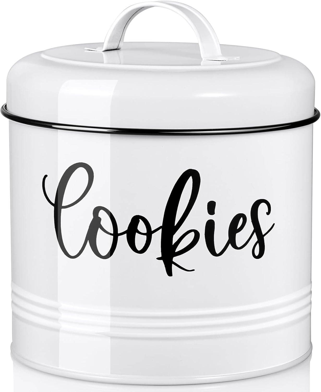 Farmhouse Cookie Jar for Kitchen Counter, 1 Gallon Vintage Cookie Jar with Airtight Lid, Large Food Storage Container for Candy, Cookies, Dessert, Rustic Kitchen Decor and Accessories