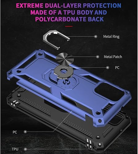 Miniatura 6 de Funda para teléfono Samsung Galaxy A03s, Galaxy A03s con protector de pantalla HD, grado militar de 16 pies a prueba de caídas, anillo protector a