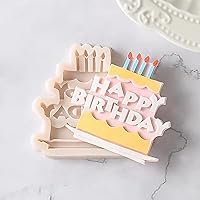 Vista 3 de Feliz cumpleaños letras inglesas pastel de fondant molde de silicona pastelería chocolate caramelo helado molde herramienta para hornear moldes