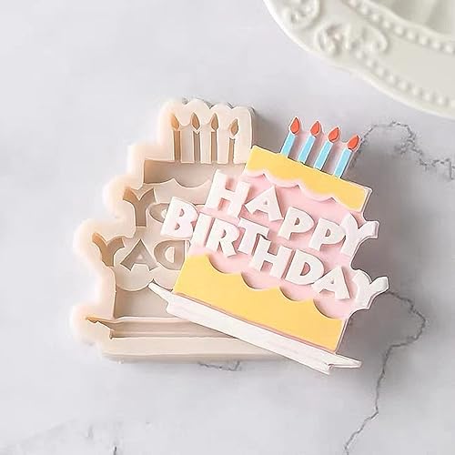 Miniatura 3 de Feliz cumpleaños letras inglesas pastel de fondant molde de silicona pastelería chocolate caramelo helado molde herramienta para hornear moldes de