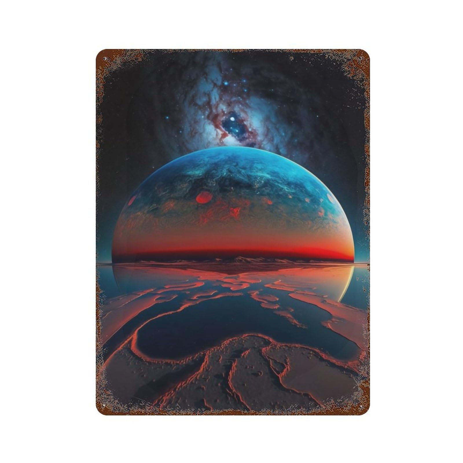 Exoplanet Kepler 442b Rusty Metal Tin Sign 15.7"x11.8", Ideal for Pub, Kitchen And Man Cave Decor