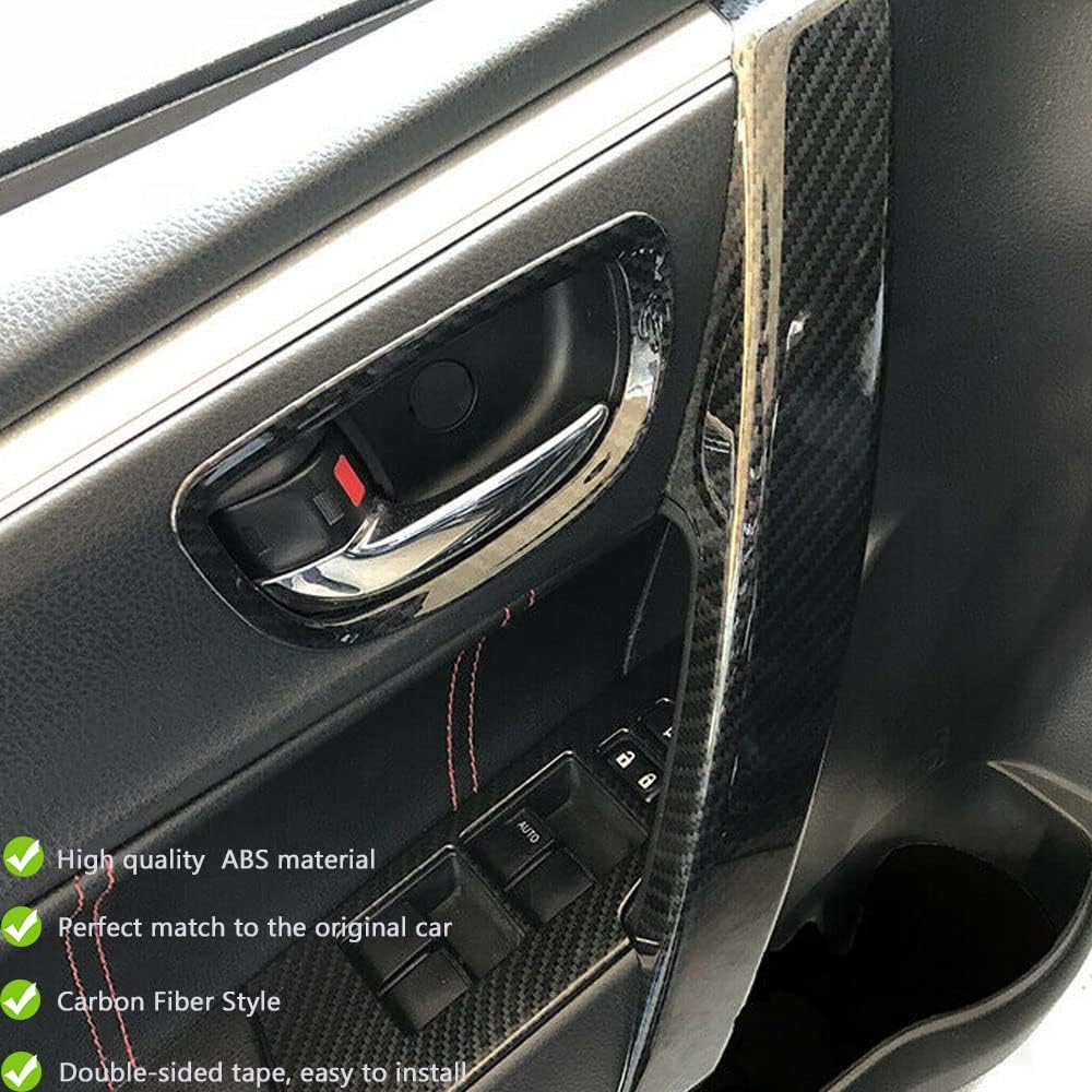 BOYOUS for Toyota Corolla 2014 2015 2016 2017 2018 2019 2PCS Car Inner Door Armrest Handle Bowl Frame Cover Trim Interior Decoration Accessories, NOT FIT 2019 Corolla Hatchback(Carbon Fiber)