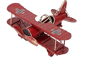 Red Hanging Airplane Aircraft Model Vintage Biplane Ornament
