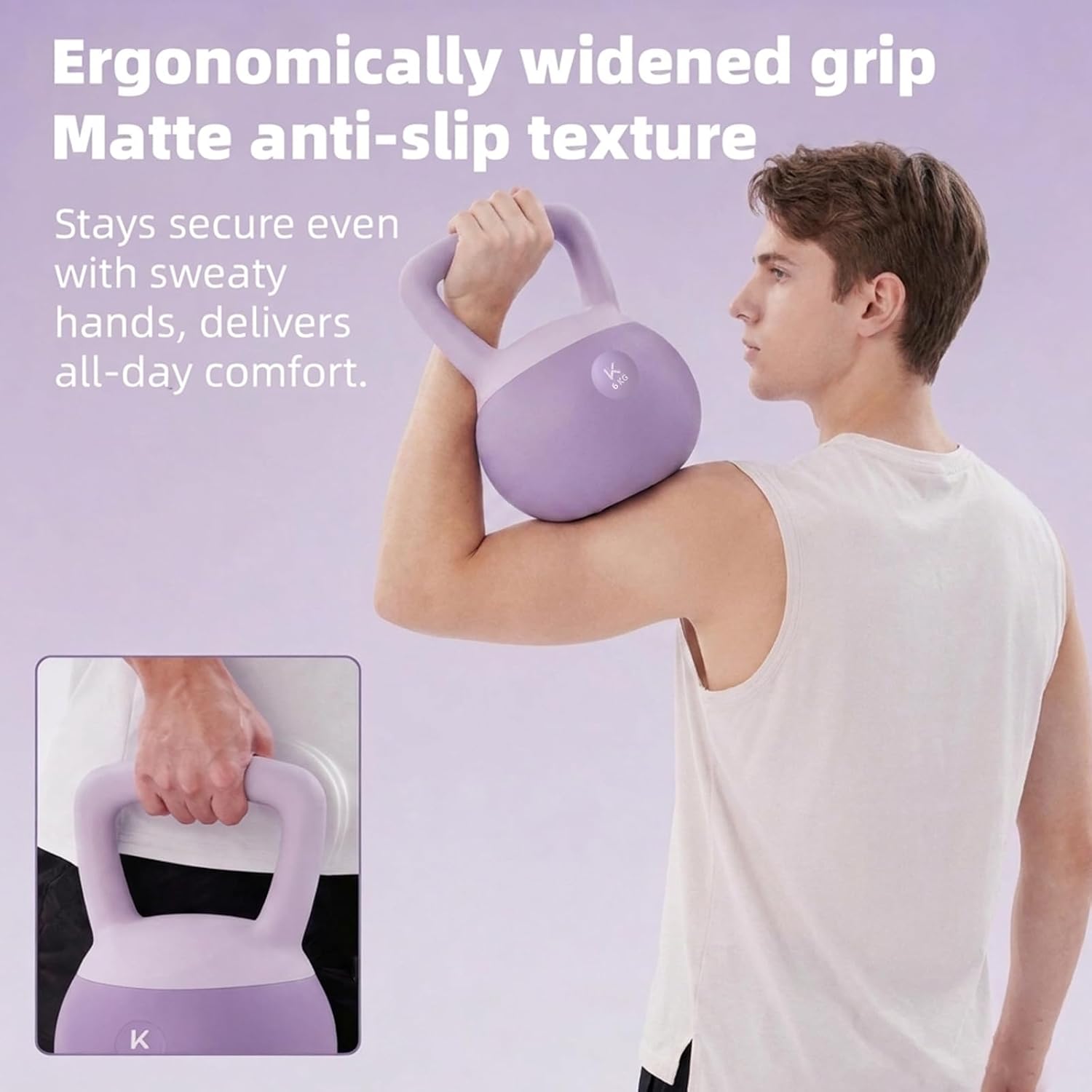 KEEP Soft Kettlebell, Floor-Friendly Strength Training Weight with Flat Soft Base, Non-Slip Grip Handle, Odorless PVC Workout Kettlebell for Women and Men