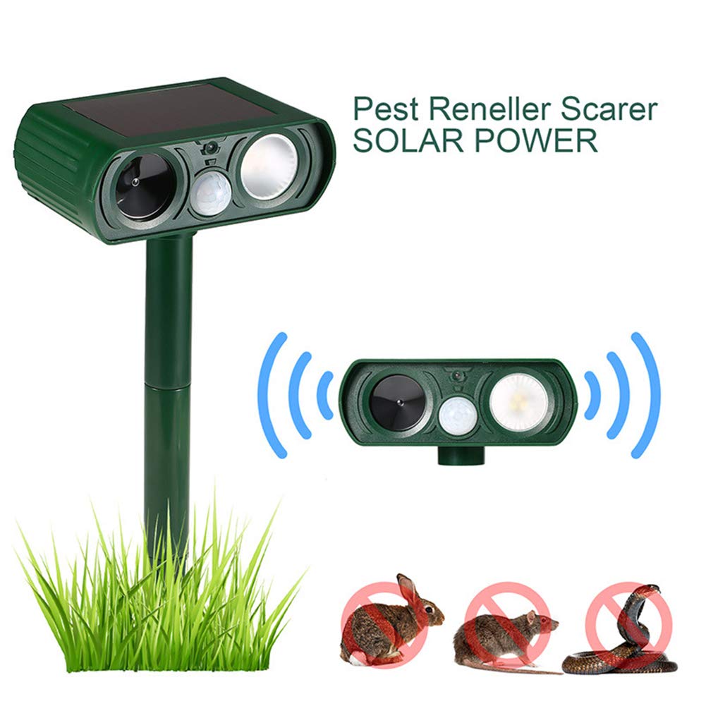 ERNZI Répulsif pour Chat, répulsif pour Animaux à énergie Solaire, dissuasif pour Animaux ultrasonique imperméable à l'eau, répulsif pour Animaux en Plein air pour Chats, Chiens, écureuils