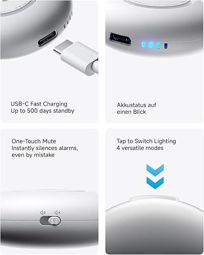 Miniatura 7 de HOU Alarma de seguridad personal para mujeres, llavero de autodefensa recargable USB-C de 130 dB con luz estroboscópica LED y SOS, regalo de