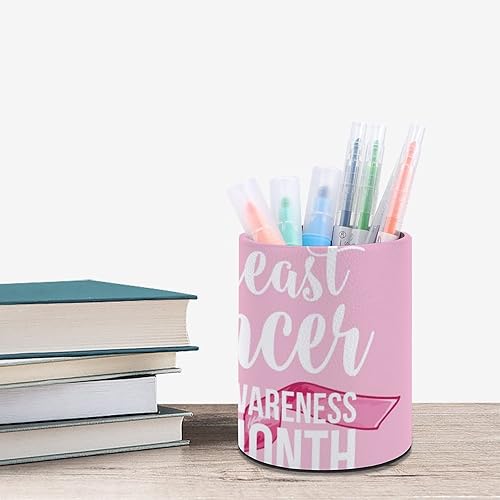 Miniatura 6 de Soporte redondo de concientización sobre el cáncer de mama rosa lindo escritorio escritorio papelería organizador maquillaje cepillo titular talla