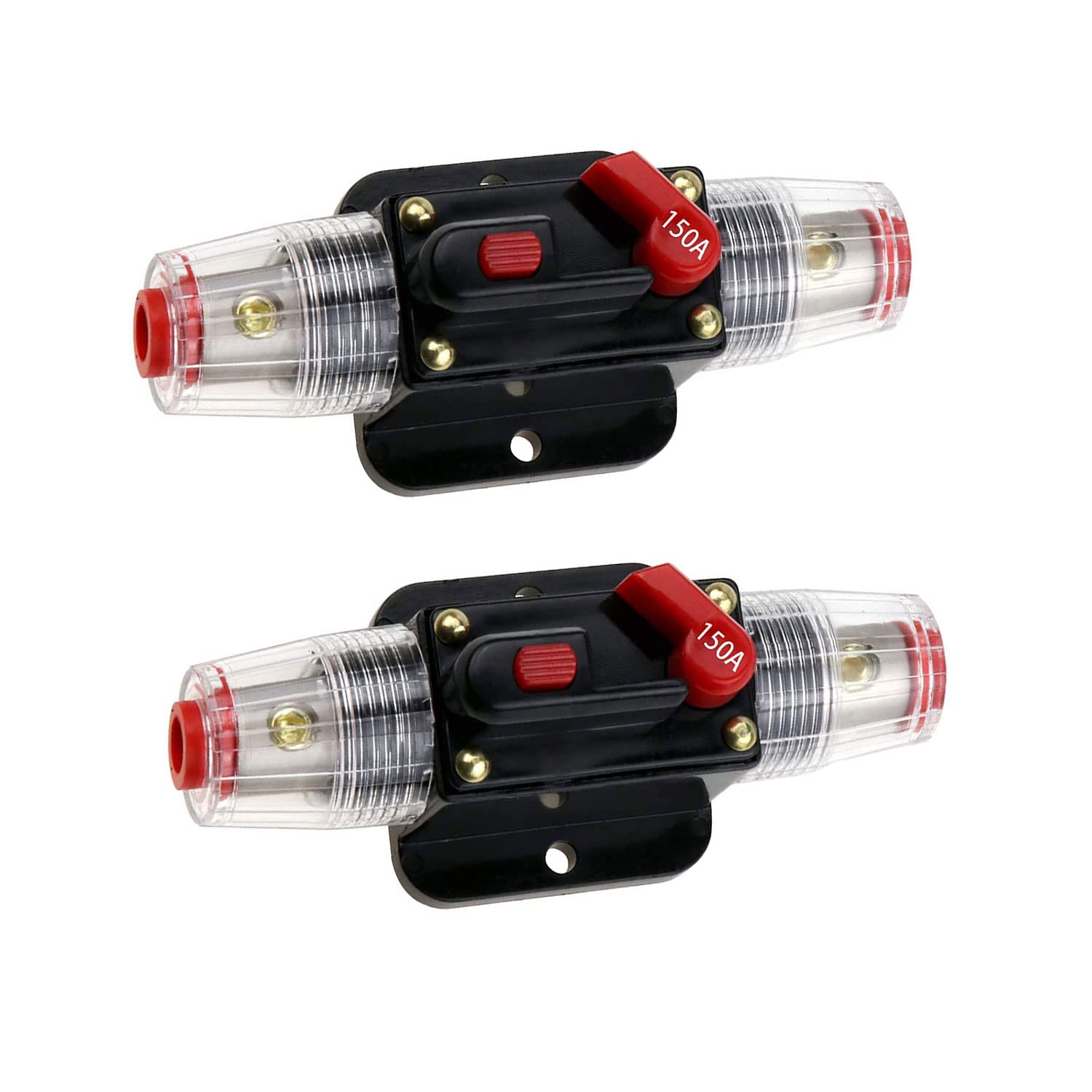 2Pcs 12V-24V DC 50A Fuse Holder Circuit Breaker 50Amp Fuse Inverter with Manual Reset for Car Audio, Stereo Switch and Solar Inverter System