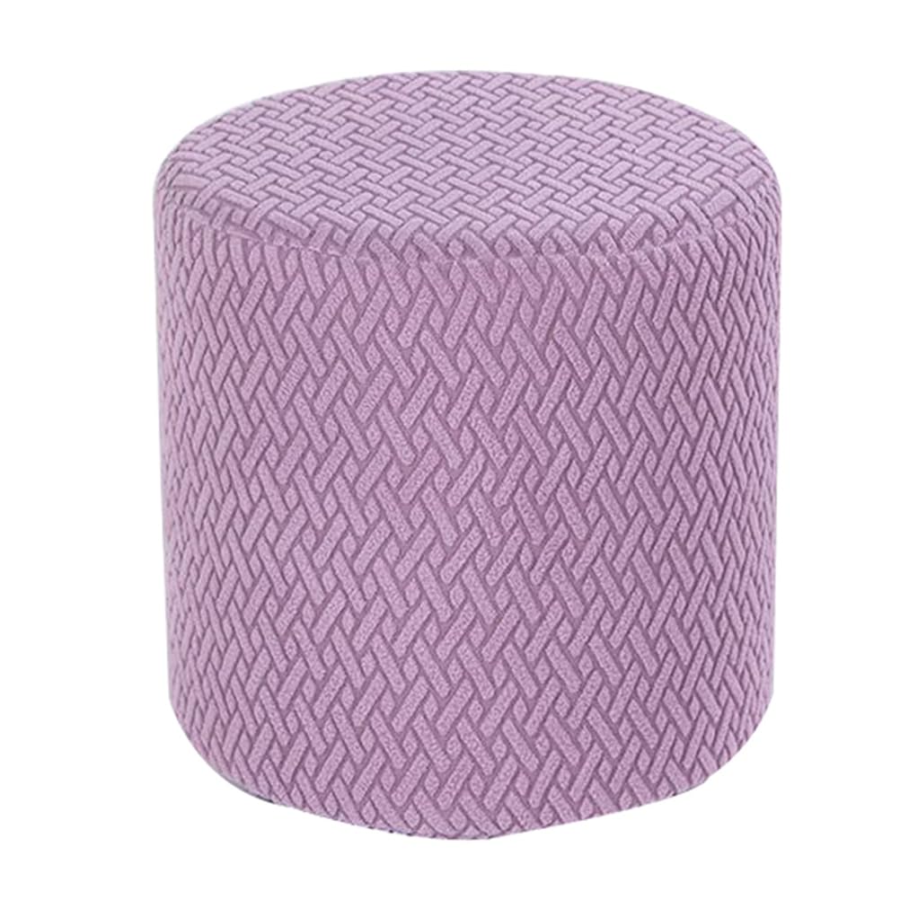HHONGWYT Round Ottoman Cover Small Diameter 25/30/31/34/ 36/37cm Stripe Velvet Stretch Footstool Slipcover Removable Washable Pouffe Covers Protector (Support Customization),#1,36x44cm