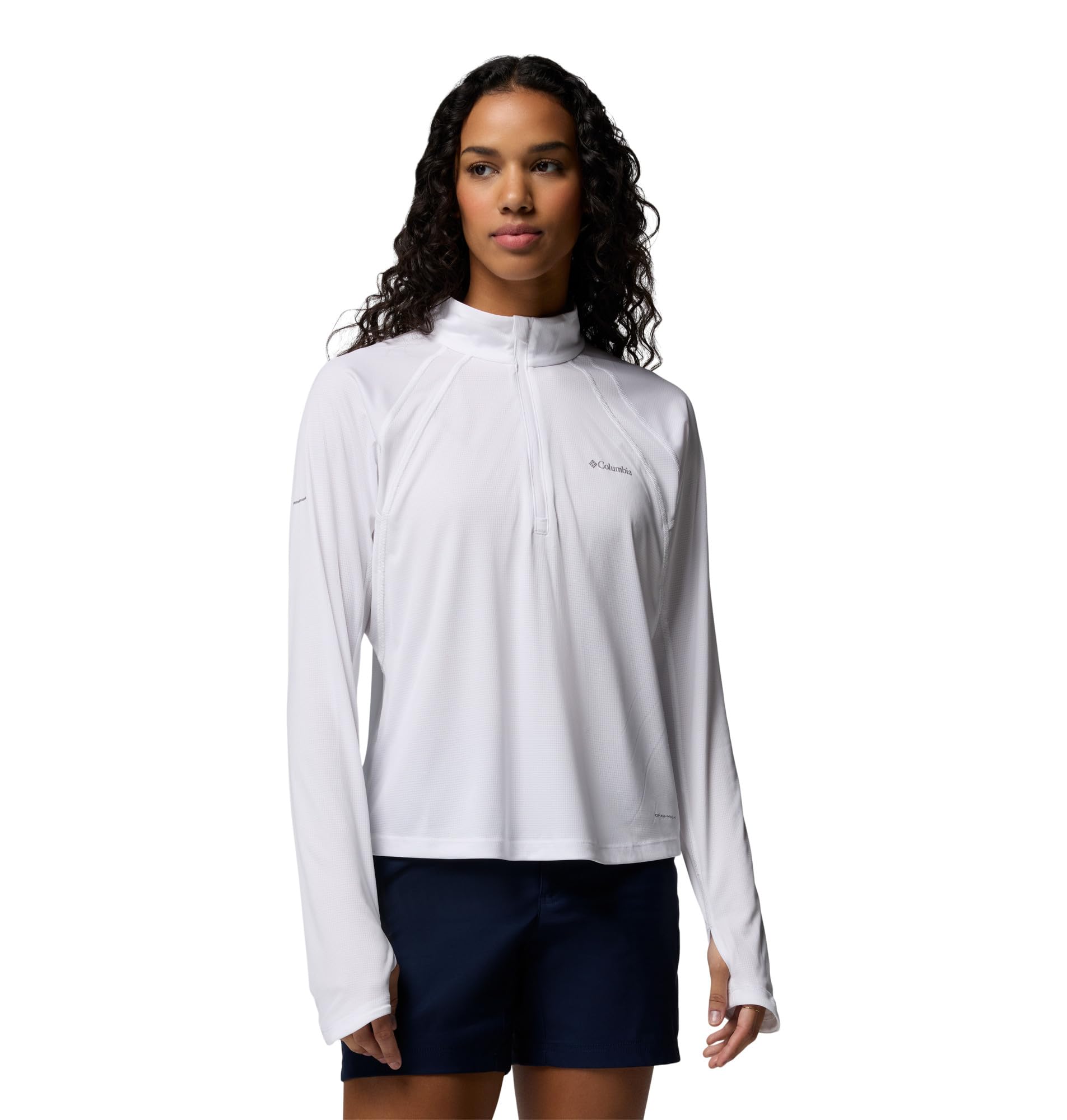 Columbia Women's Stealth Spring Long Sleeve Half Zip Tee, Long Sleeve T-Shirt, White, Large