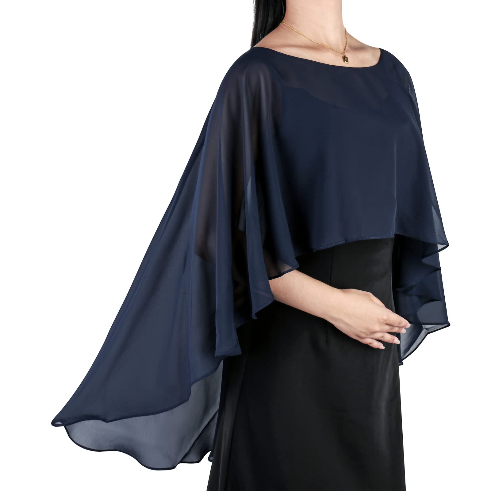 Ladiery Sheer Chiffon Capes Soft Capelets for Women, Lightweight Shawls and Wraps for Evening Party Dress Cover Up