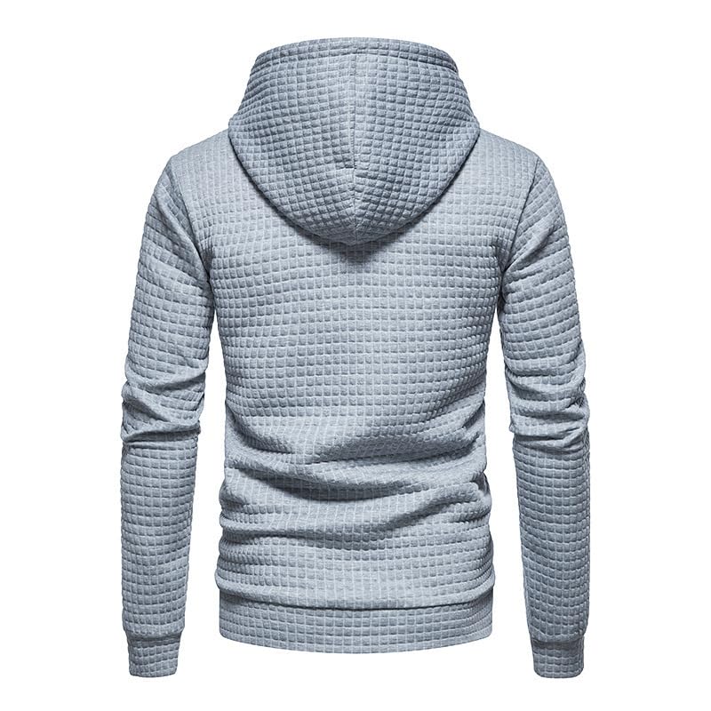 Men's Casual Hooded Sweatshirts Long Sleeve Drawstring Waffle Knit Pullovers Warm Coat with Pocket for Fall Winter3
