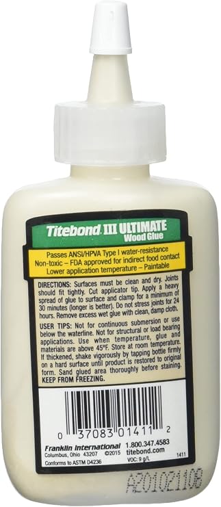Titebond 141/1 Ultimate Holzleim (37 ml) für den Innen- und Außenbereich höchste Festigkeit beste Verarbeitbarkeit wasserfest 1 Stück ZL-141/1
