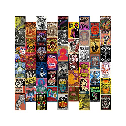 50 Stück Vintage Rock Wall Collage Kit, ästhetische Bilder für Schlafzimmer-Wände, Schlafzimmer Dekor für Jungen und Mädchen, Klassische Rockband der alten Schule Collage Wand Poster Cover