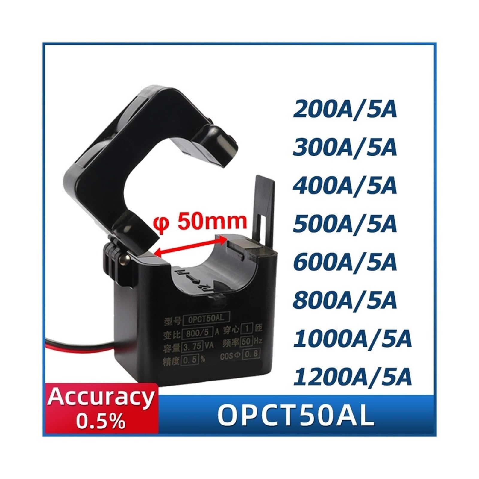 Transformador de corriente de núcleo dividido 250A 400A 600A 800A