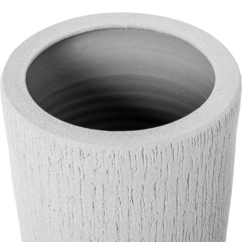 DRW Paraguero Redondo de Ceramica con Rayado Vertical en Beige Arena 50x25x25 cm