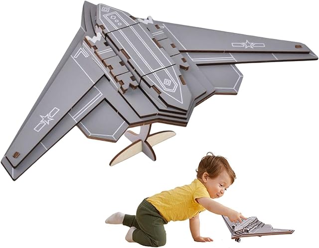 bluefisher Wood Airplane Model, Aircraft Model Kits To Build, Hands Craft DIY Assembly Model Building H-20 Stealth Bomber Puzzles Educational STEM Toy For Adults And Kids To Build