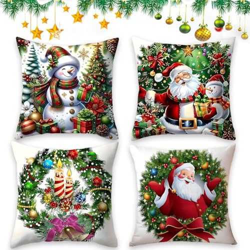 ZesGlyxyr Cojines Navideños 4 Pcs Fundas