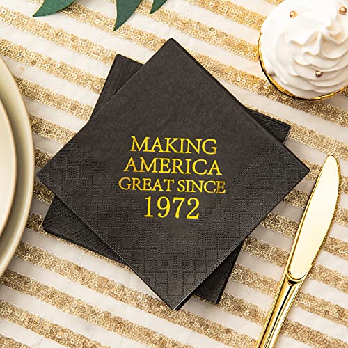 Crisky NPK020-50YEAR-BLACKGOLD-50 50Th Birthday Disposabel Napkins Black And Gold Dessert Beverage Cocktail Cake Napkins 50Th Birthday Decoration Party Supplies thumb #3