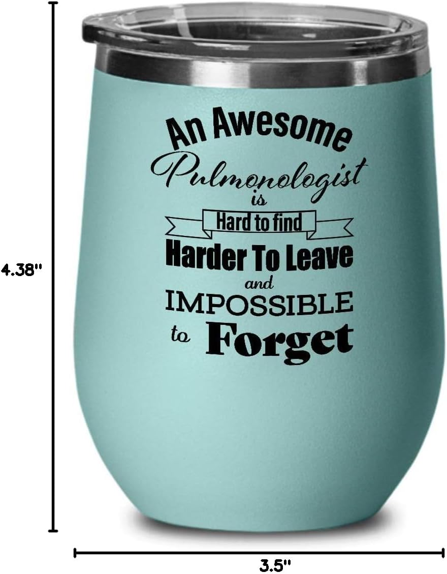 Thank You Gifts for Pulmonologist Retirement Wine Tumbler - Farewell Appreciation Leaving Boss Employee Coworker Retired Retiring - Wine Glass with Lid - Teal