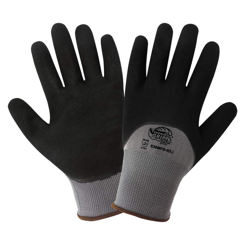 Global Glove 510MFV Tsunami Grip Nitrile Glove, Work, Large, Orange/Black (Case of 72)