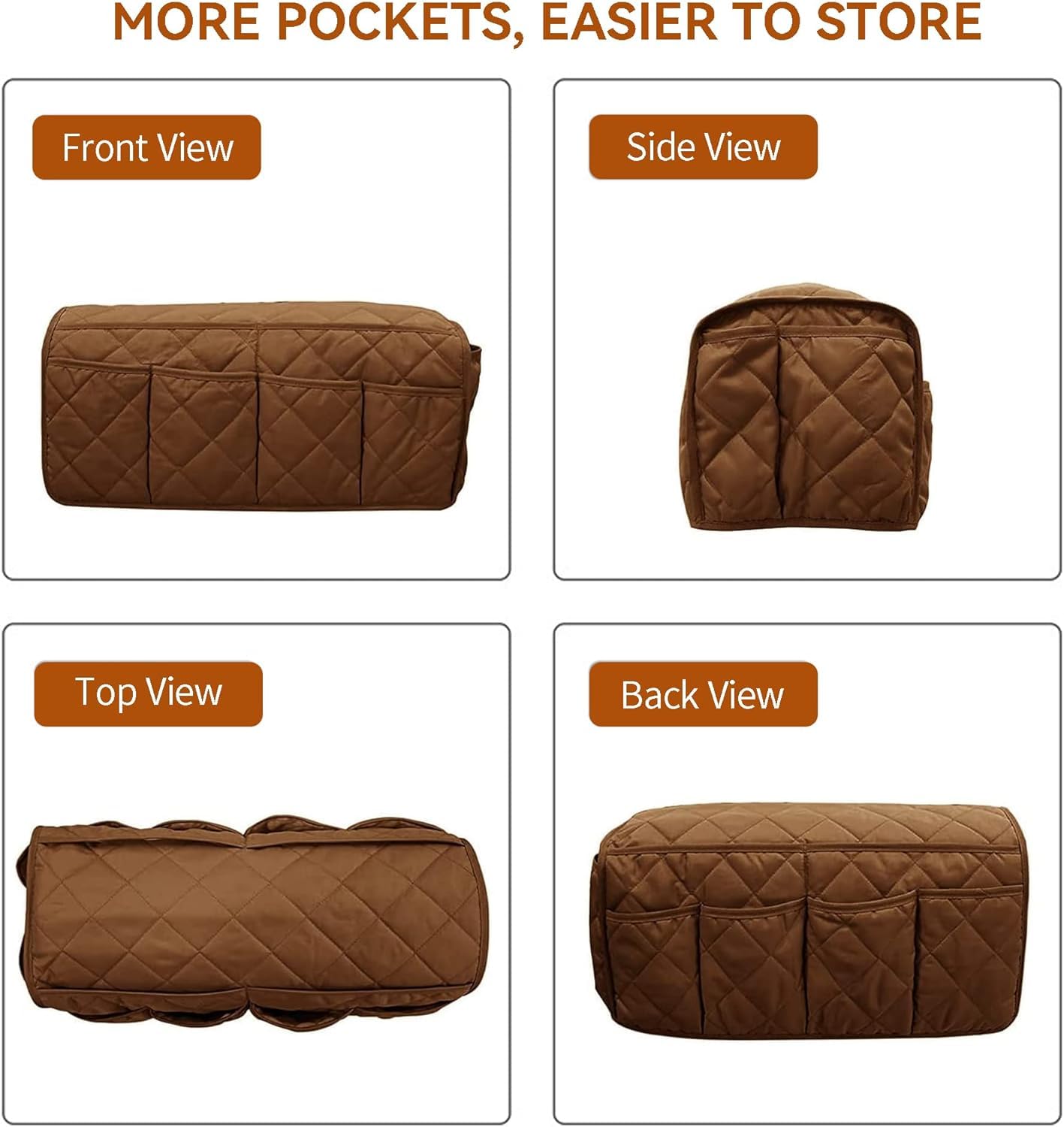 MEHIDFY Organizador de reposabrazos para sillón reclinable, organizador de reposabrazos antideslizante para sofá con 14 bolsillos de almacenamiento para revistas, tabletas, teléfonos, iPad (marrón, 2