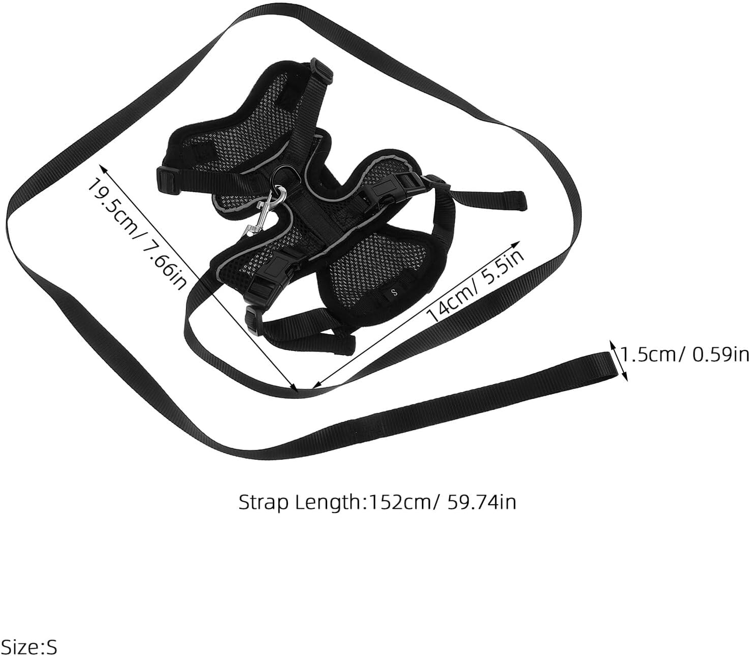 SHOWERORO Cat Harness and Leash for Walking Escape Prevention, Adjustable Black Soft Vest Harness Size S, Lightweight Travel Pet Walking Leash for Small Cats