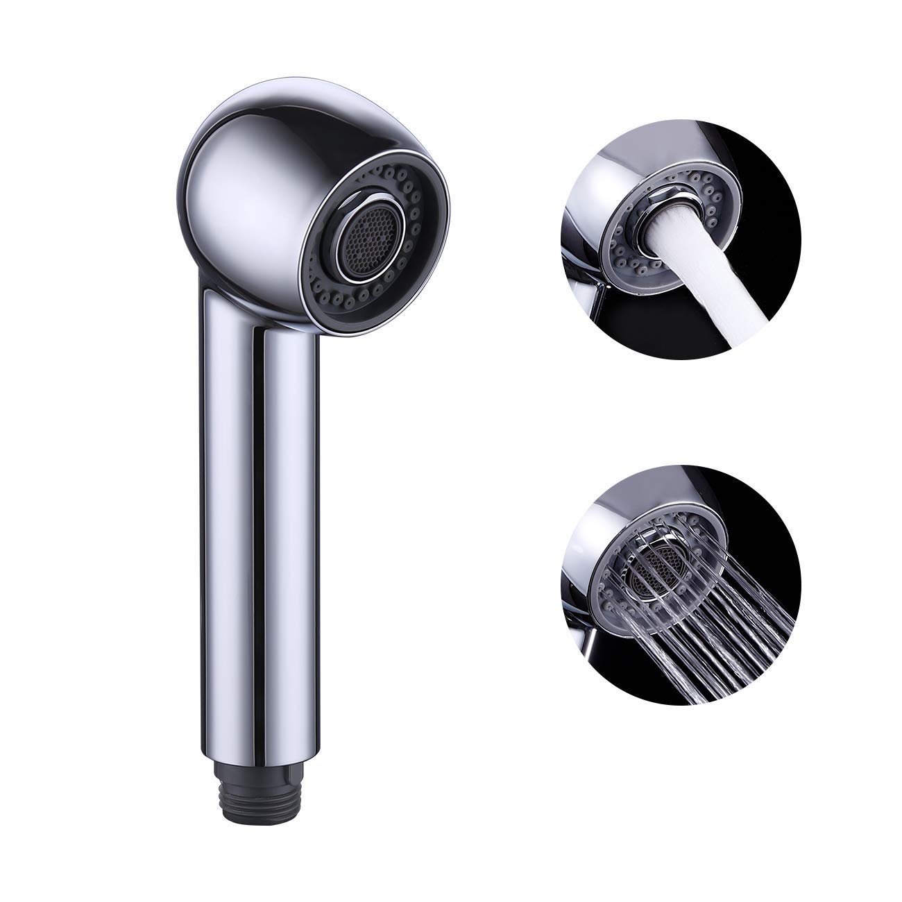 WIQUYBML Replacement Sprayer Pull Out Spray Head for Kitchen Sink Pull-Down Faucet Tap 2-Function Stream Aerated Flow Chrome