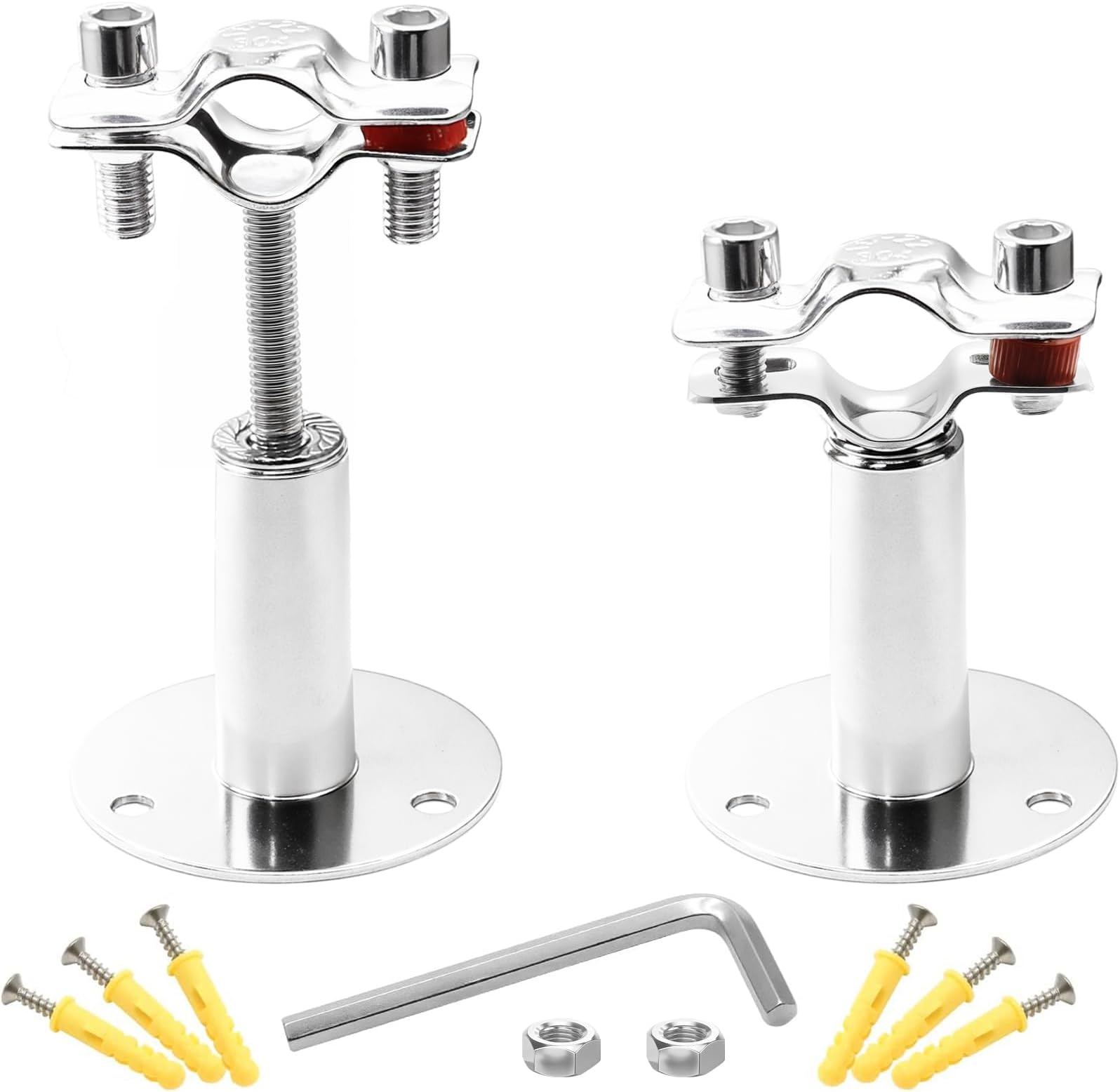 Piutouyar 2 Pack Stainless Steel Wall Mount Ceiling Mount Pipe Support, Adjustable Pipe Ceiling Bracket Clamp Pipe Straps Fit for Dia 20-22mm Pipe with Screws