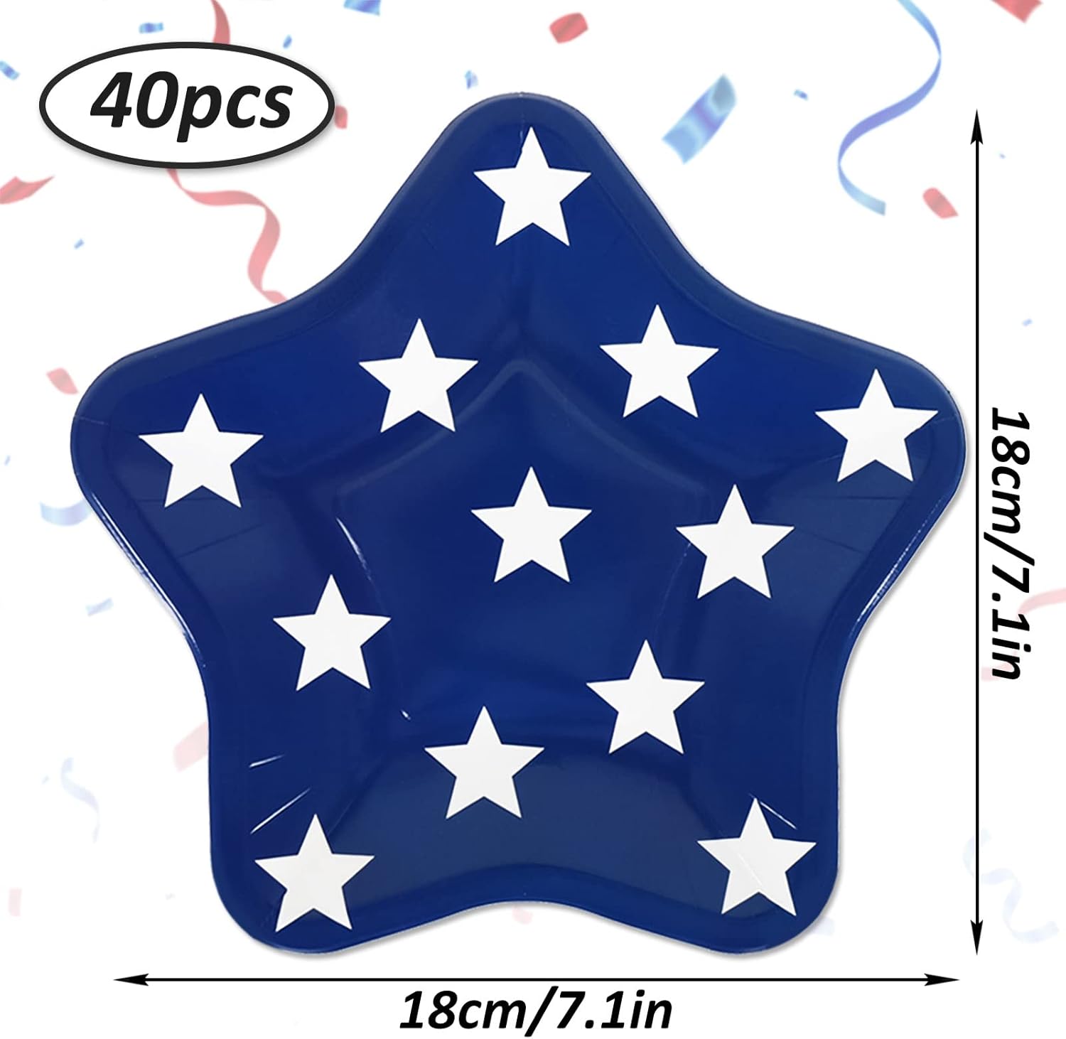 Whaline 40Pcs Patriotic Paper Plates 2 Designs Red Stripe Blue Star Disposable Plates 4th of July Tableware for 250th Anniversary Independence Day Party Supplies Table Decor, 7.1 x 7.1 Inch