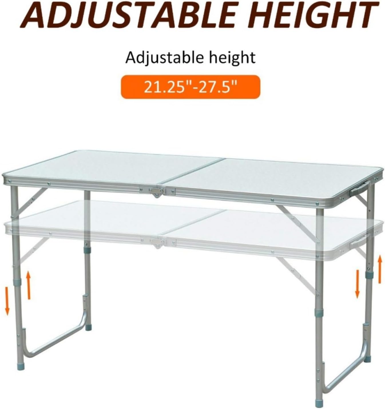 Aluminum Lightweight Portable Folding Outdoor Camping Table with Two Height Settings Legs, Modern Picnic Tables for Patio, Lawn & Garden