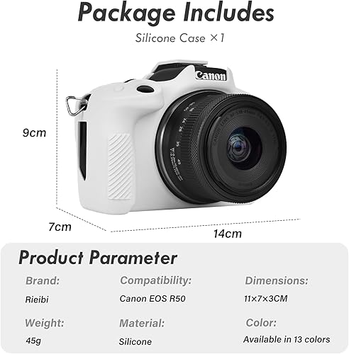 Miniatura 2 de Rieibi EOSR50 EOS R50 Caso, Funda Protectora De Silicona Suave Para Canon EOS R50 EOSR50 Vlogging Camera, Ligero EOS R50 Estuche De Cámara Grip