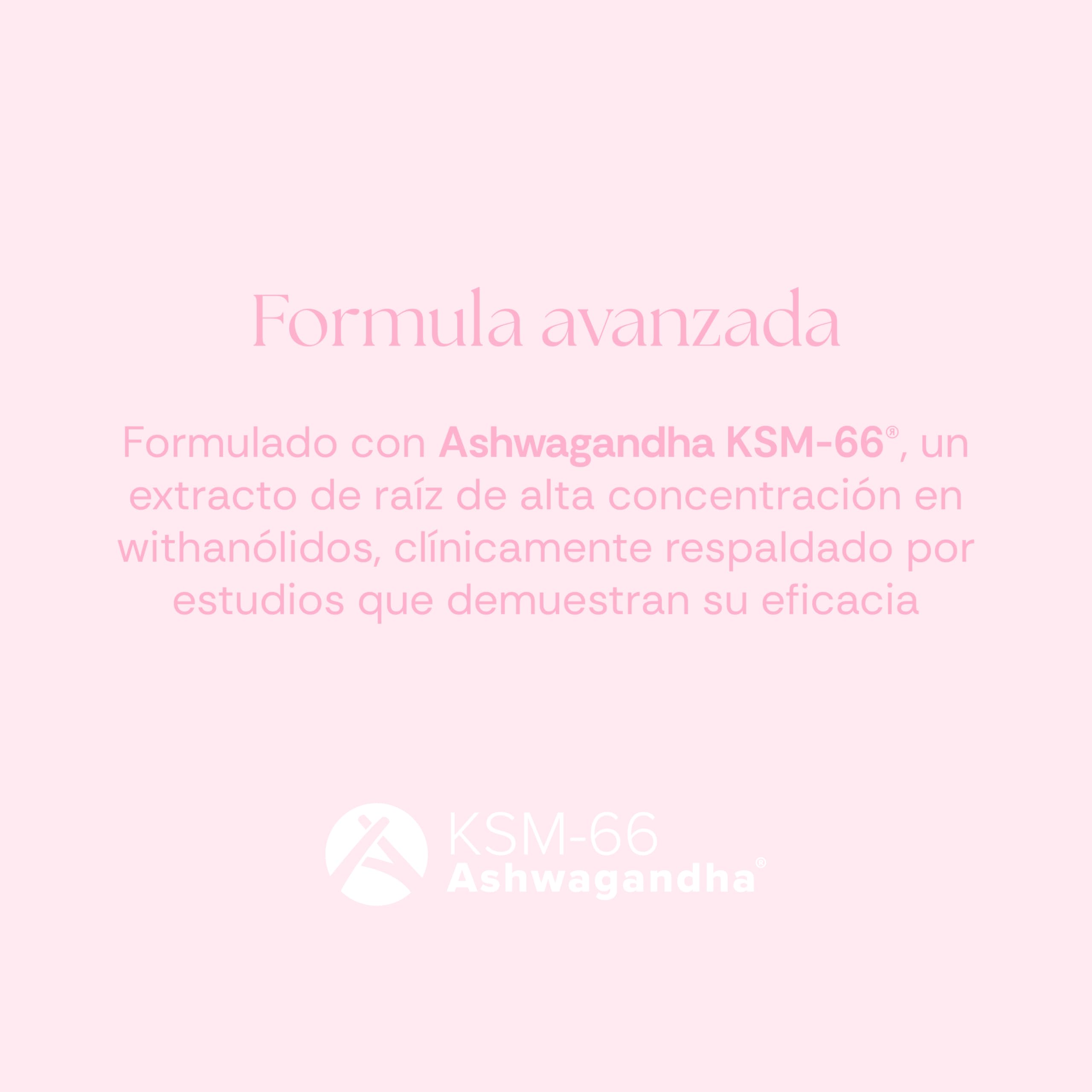 Ashwagandha KSM-66 para Mujer 300mg | Reduce Estrés y Cortisol | Energía, Equilibrio Hormonal y Concentración | Con Magnesio, Rhodiola y Té Verde | 60 Cápsulas Veganas