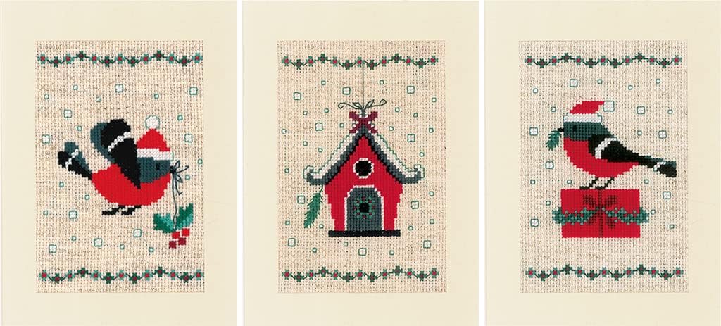 Vervaco Cross Stitch Xmas, Yard, Christmas Bird and House (18 Count)